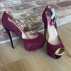 Betsey Johnson Burgundy Peep Toe Heels